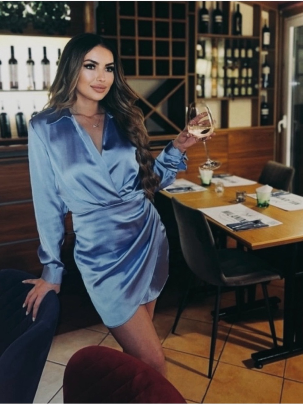 Zara Sarin Effect Blue Dress Small New.